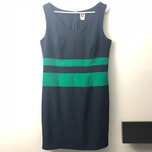 Anne Klein blue and green sheath dress